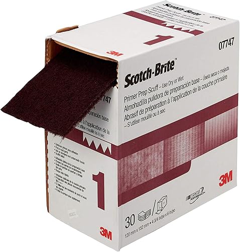 Scotch-Brite TM - Lija Primer Prep 07747 de óxido de aluminio 15 de largo x 4-34 de ancho color granate Pack de 1
