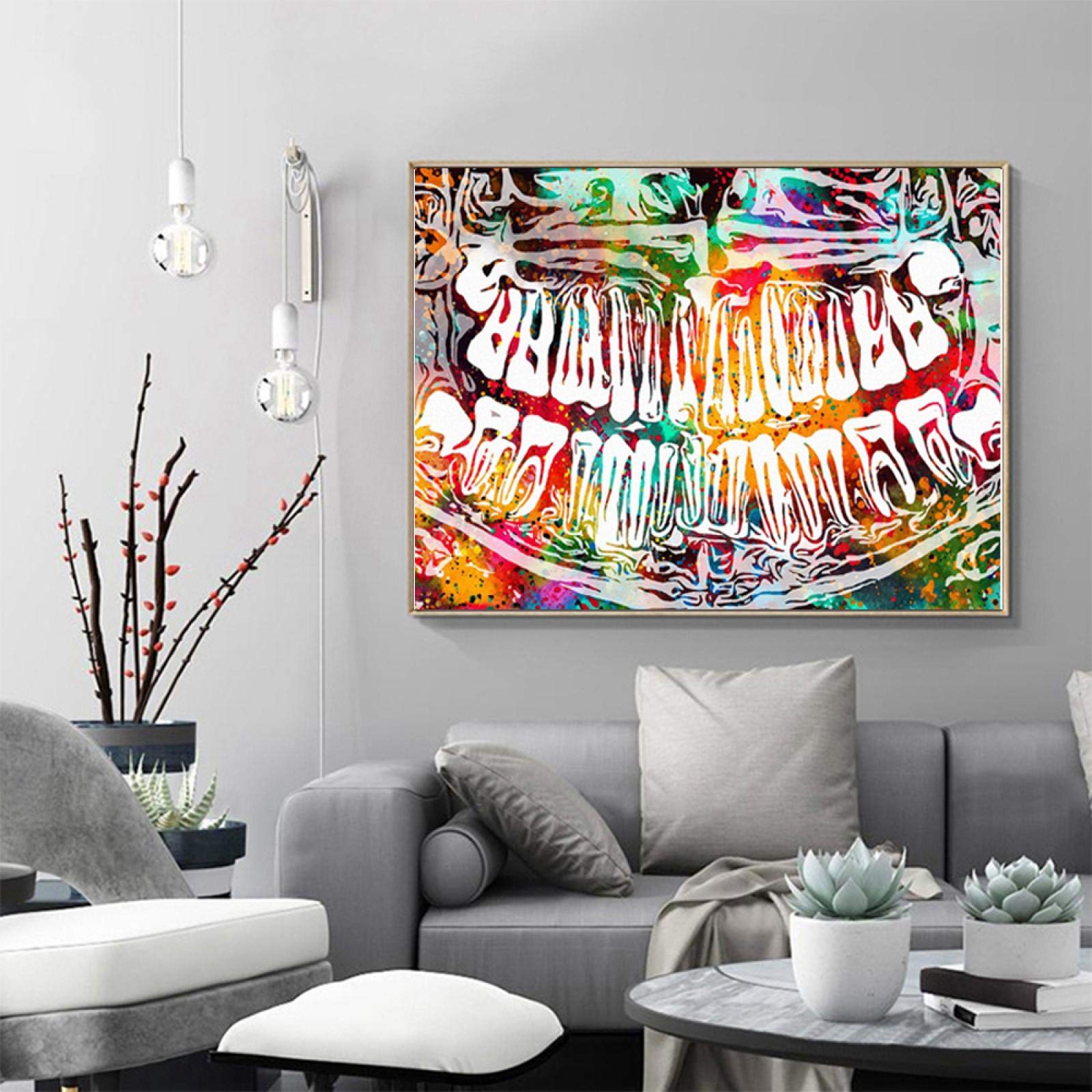 XIANGPEIFBH Bunte Zahn Lachen Dental Leinwand Malerei Moderne Zahnarzt Poster und Drucke Wandkunst Bilder für Heimtextilien 70x125cm (28''x49'') Innenrahmen