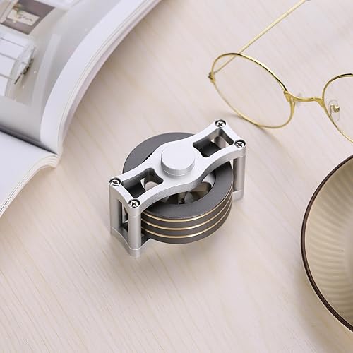 Miniatura 3 de Latón Spning Top, juguetes de escritorio cinéticos Fidget Spinner (gris)