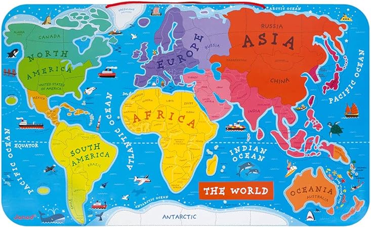 Amazon Janod パズルワールドマップ 正規品 箱入り 地図 国旗 おもちゃ