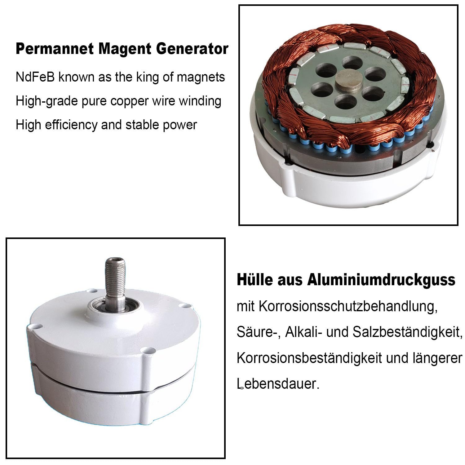 12 V 24 V 48 V 600 W Generatore eolico a 3 fasi | Generatore a magnete permanente | Generatore senza spazzole a turbina per impianti eolici | 650 giri/min | Generatore di corrente fai-da-te (con base