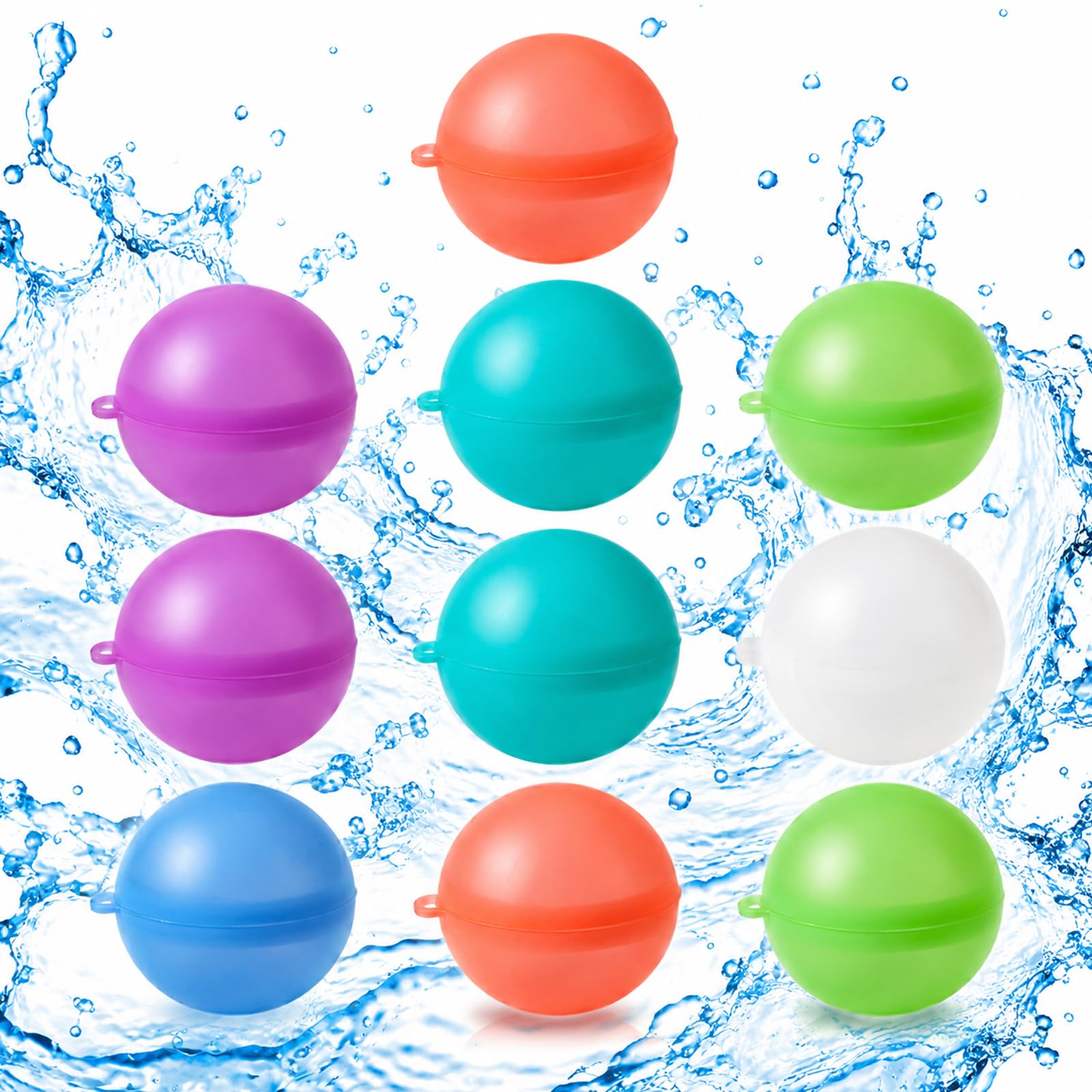 Reusable Water Balloons, Quick Fill Self-Sealing Design, for Kids and Adults, Summer Outdoor Games, Beach, Swimming Pool, Garden Party, 10 Pieces