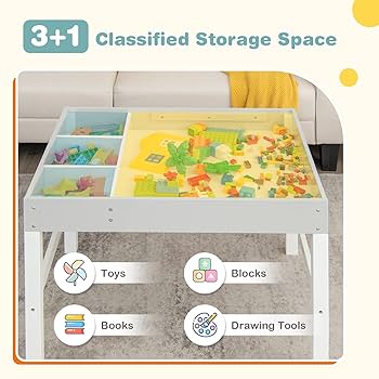 KANNON TABLE & TRIPOD STORAGE セット Amazon.com: Costzon Kids Table, 3 in 1 Wooden Building Block