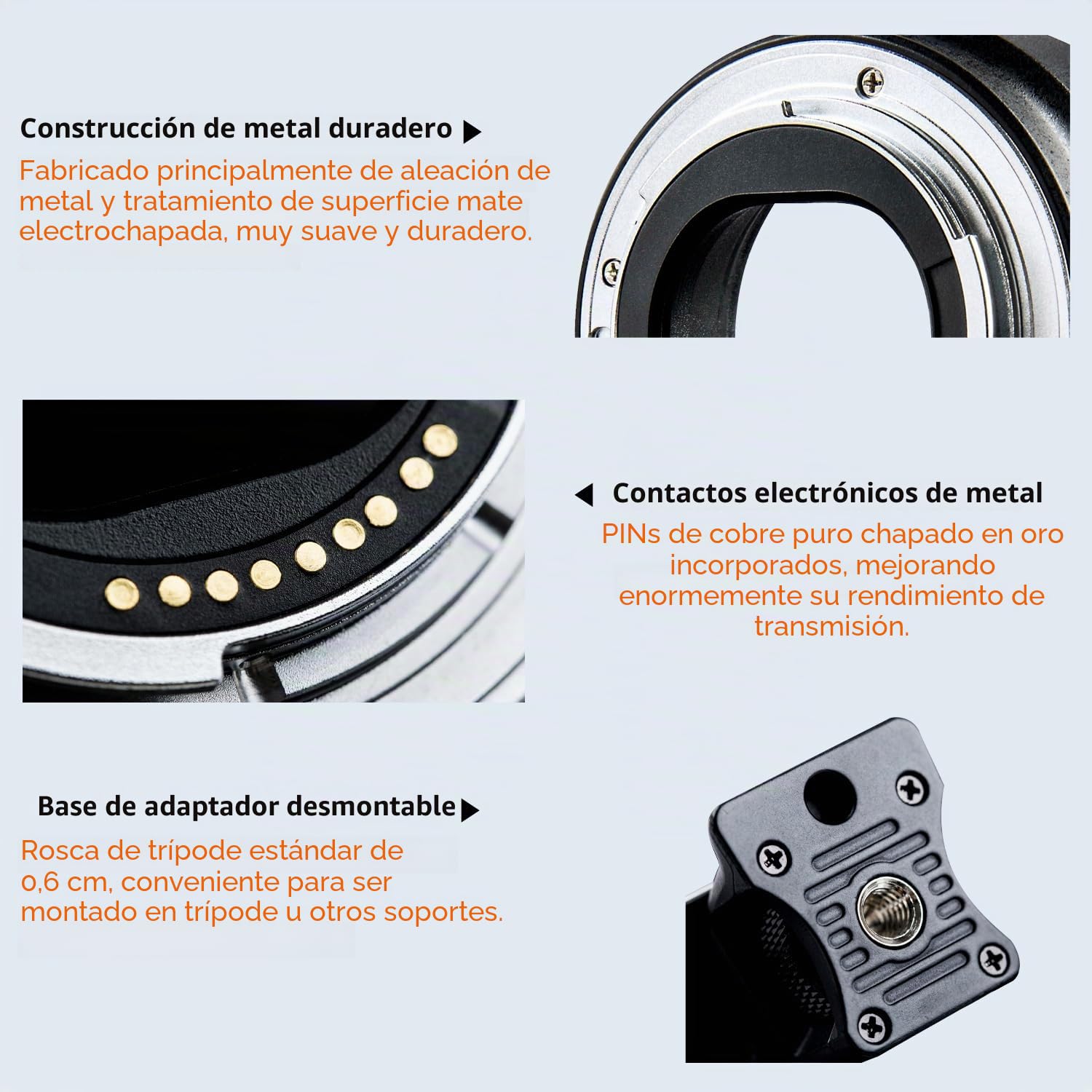 Adaptador de Lente EF-EOS M, Anillo convertidor de Lente de Enfoque automático Compatible con Lentes Canon EF/EF-S y Canon EOS-M (EF-M) cámara EOS M M2 M3 M5 M6 M10 M50 M100