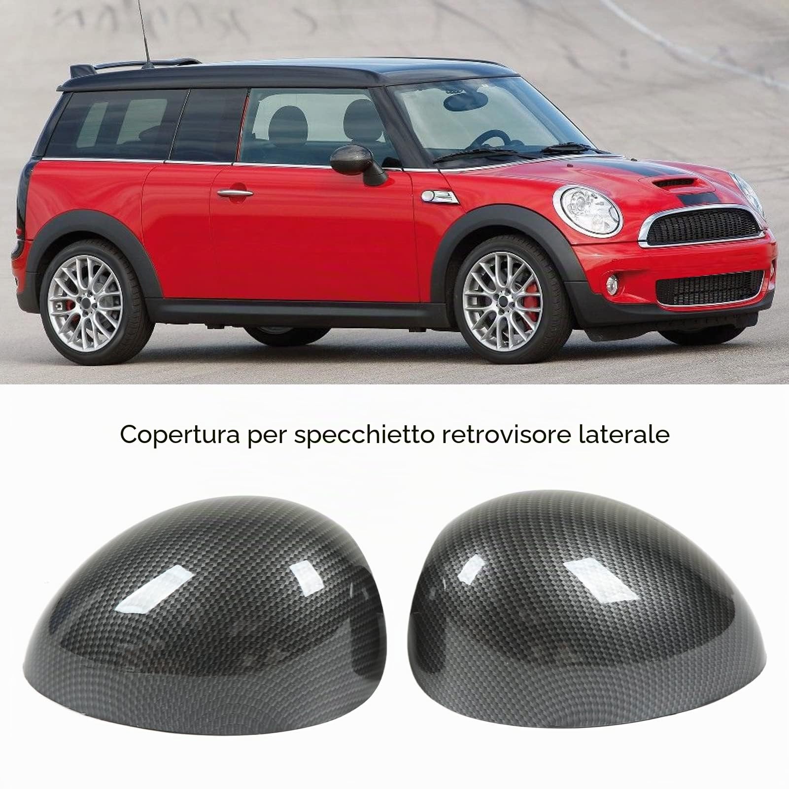 Copertura per Specchietto Retrovisore,Coperture per Specchietti in Fibra di Carbonio di Ricambio per Coppia Sinistra e Destra per R55 R56 R57 R58 R59 R60 R61 2007-2016
