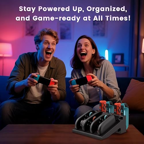 Miniatura 8 de Cargador de controlador de interruptor para Nintendo Switch 2 y 1 y OLED, base de carga rápida Joycon 8 en 1, estación de carga Joycon con