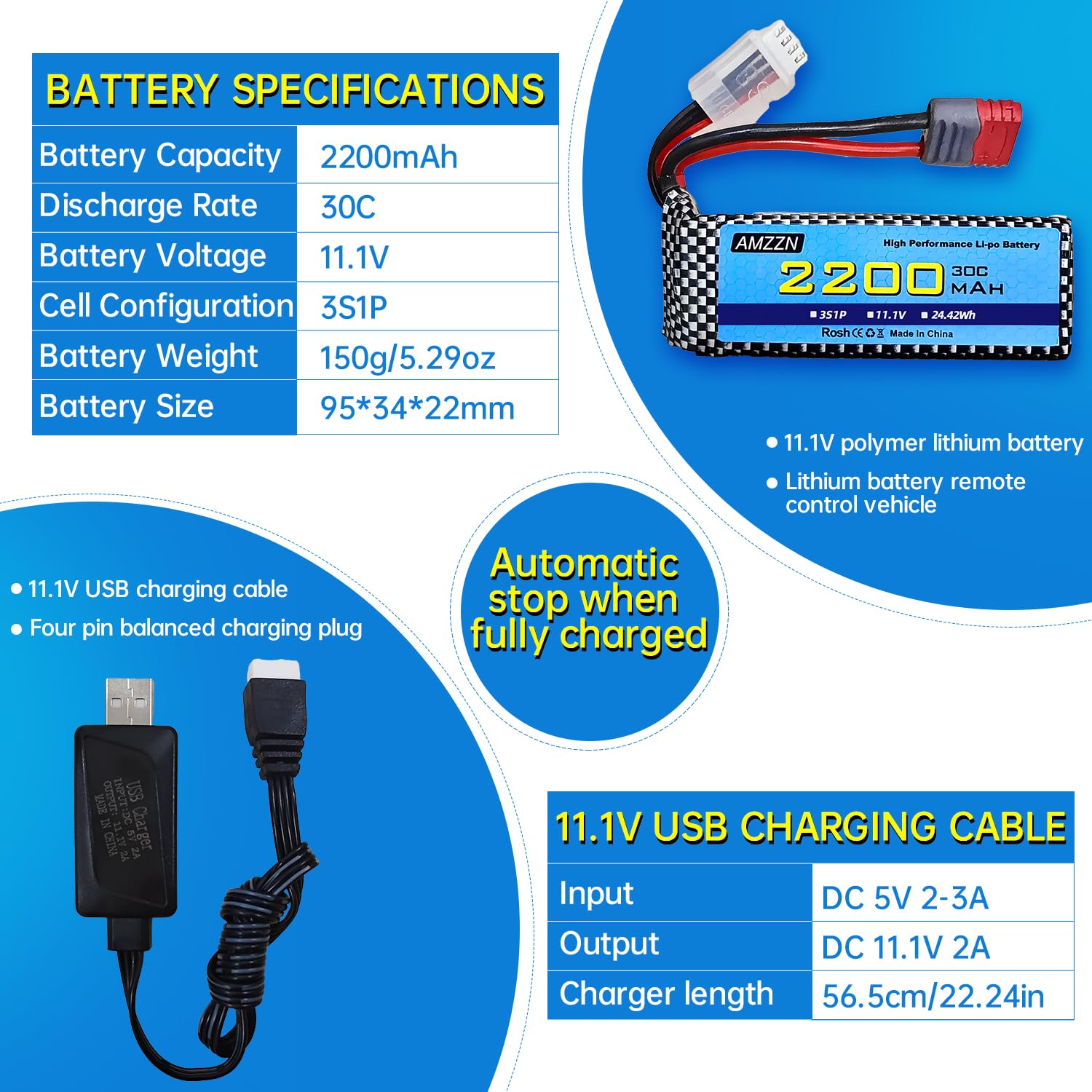 2PCS 11.1V 2200mAh 30C 3S T-Plug Lipo Batteria con caricatore USB per MJX H16 H16P H16E H16GT H16BM H16DR H16PL 14301 RC auto, modello Drift ad alta velocità batteria aggiornata