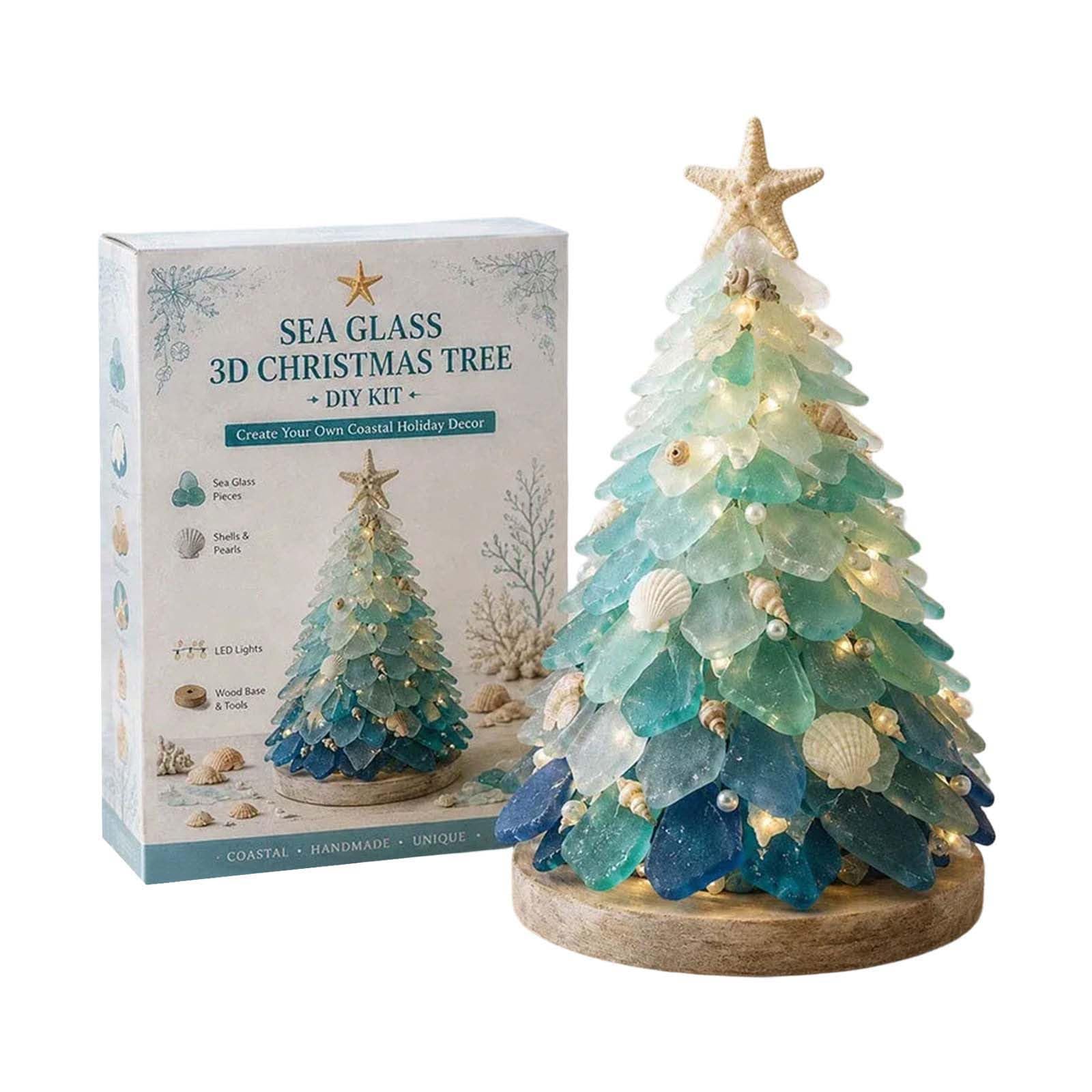 Sea Glass 3D DIY Art Kit with LED Lights,Handmade Themed Tabletop Decor