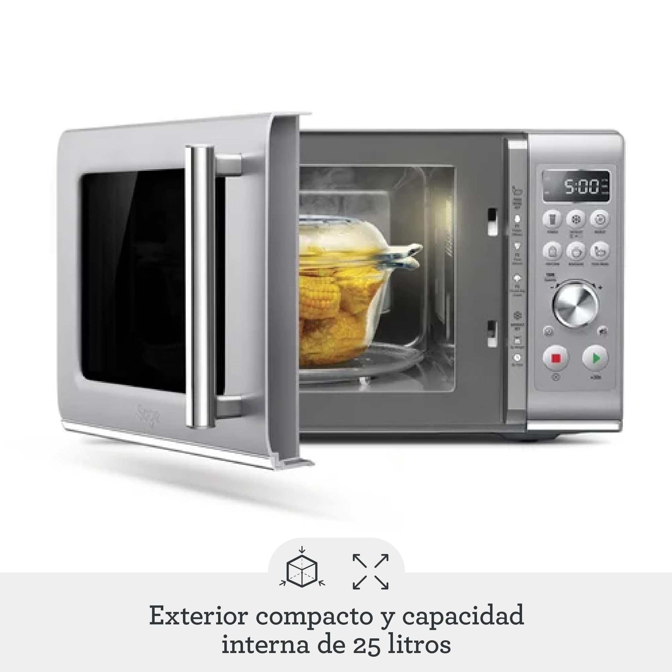 Sage Compact Wave, Microondas de Cierre Suave, Plata