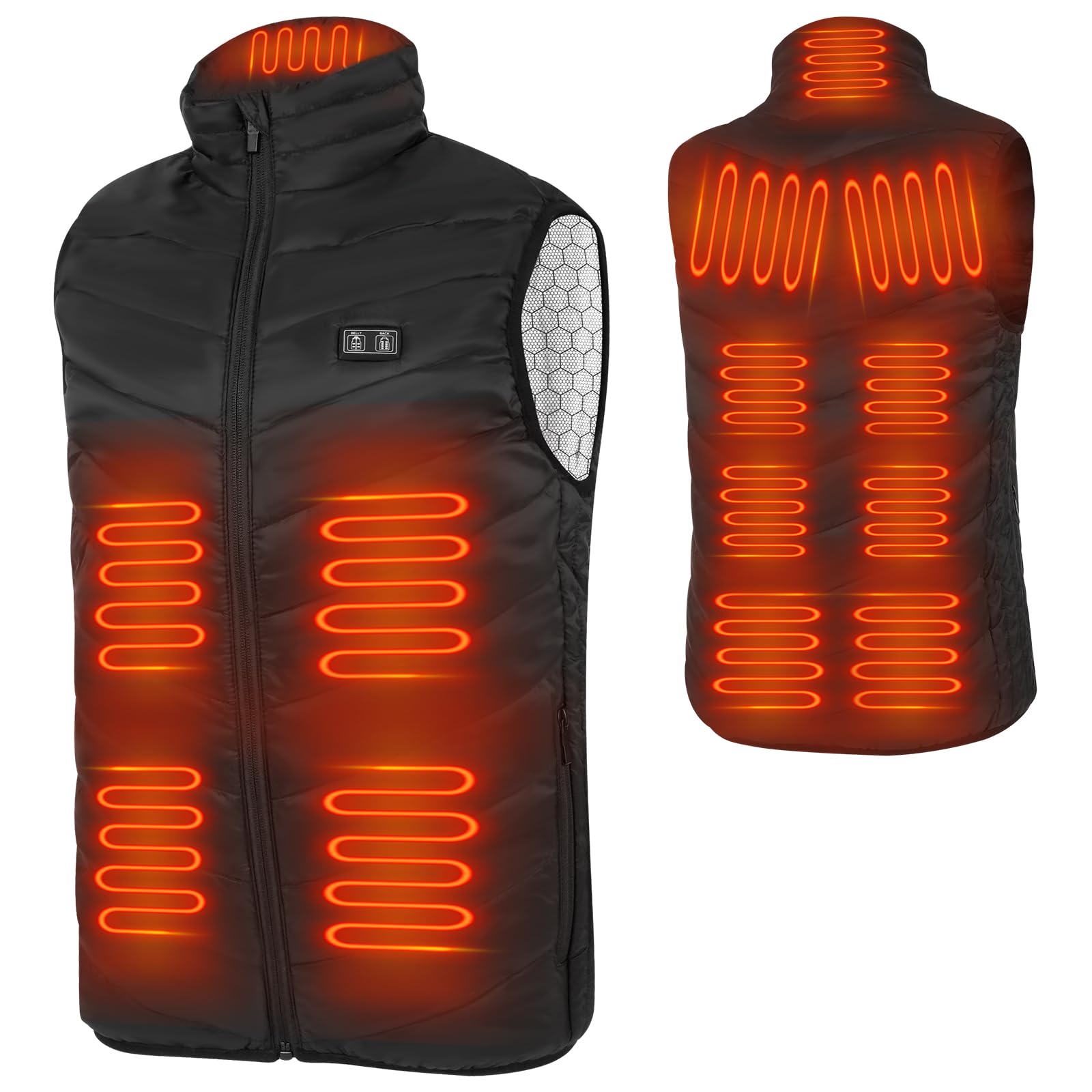 D1d9 Unisex Black Heated Vest For Women Men 13 Heat Zones Electric Warming Waistcoat Lightweight Heating Clothing,
