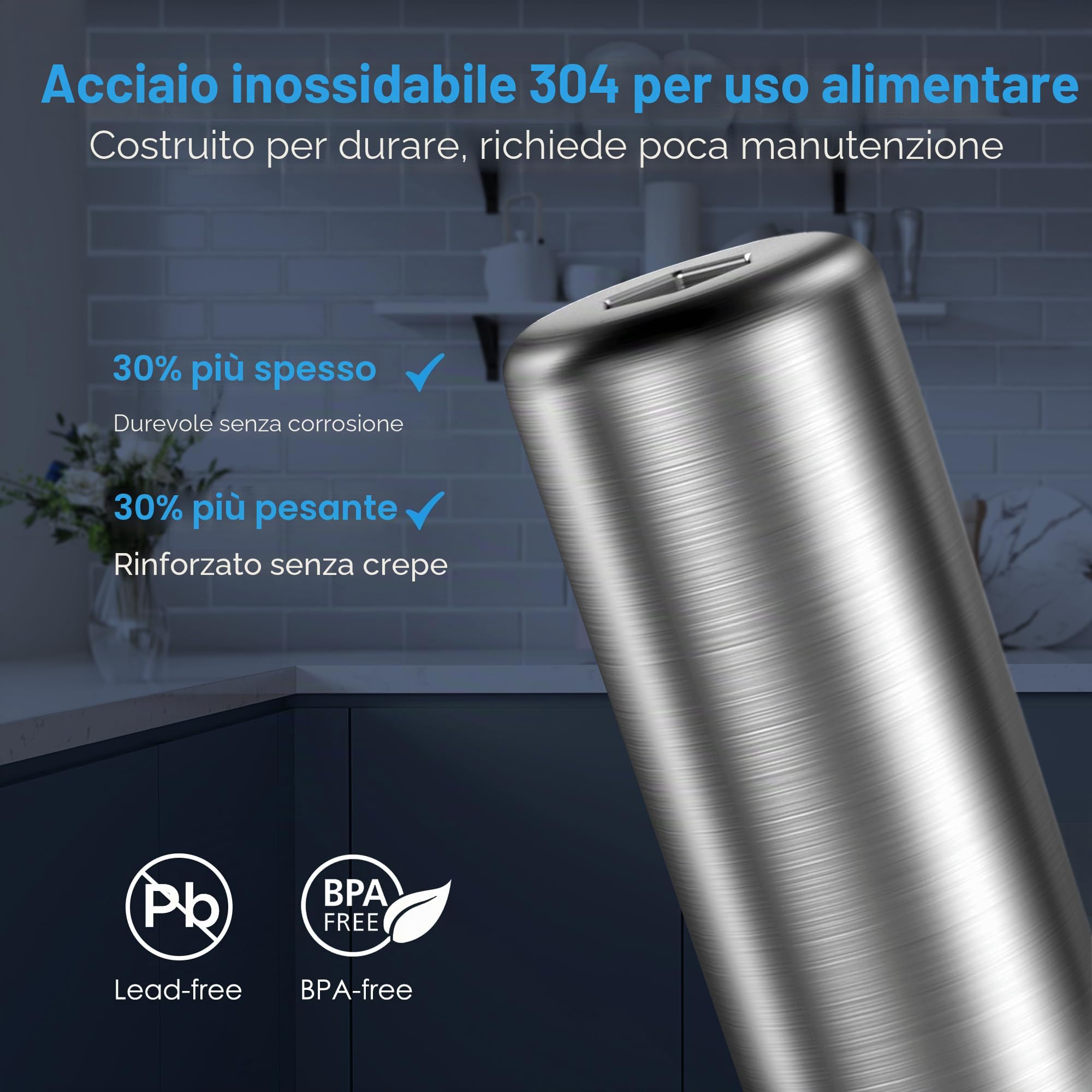 Waterdrop AS13 Filtro Acqua Sistema, 5+1 Stadi Acciaio Inossidabile Depuratore Acqua Domestico per Sotto Bancone 30K Litri, Rimuove di Piombo, Cloro, Cattivo, Certificato NSF/ANSI 42