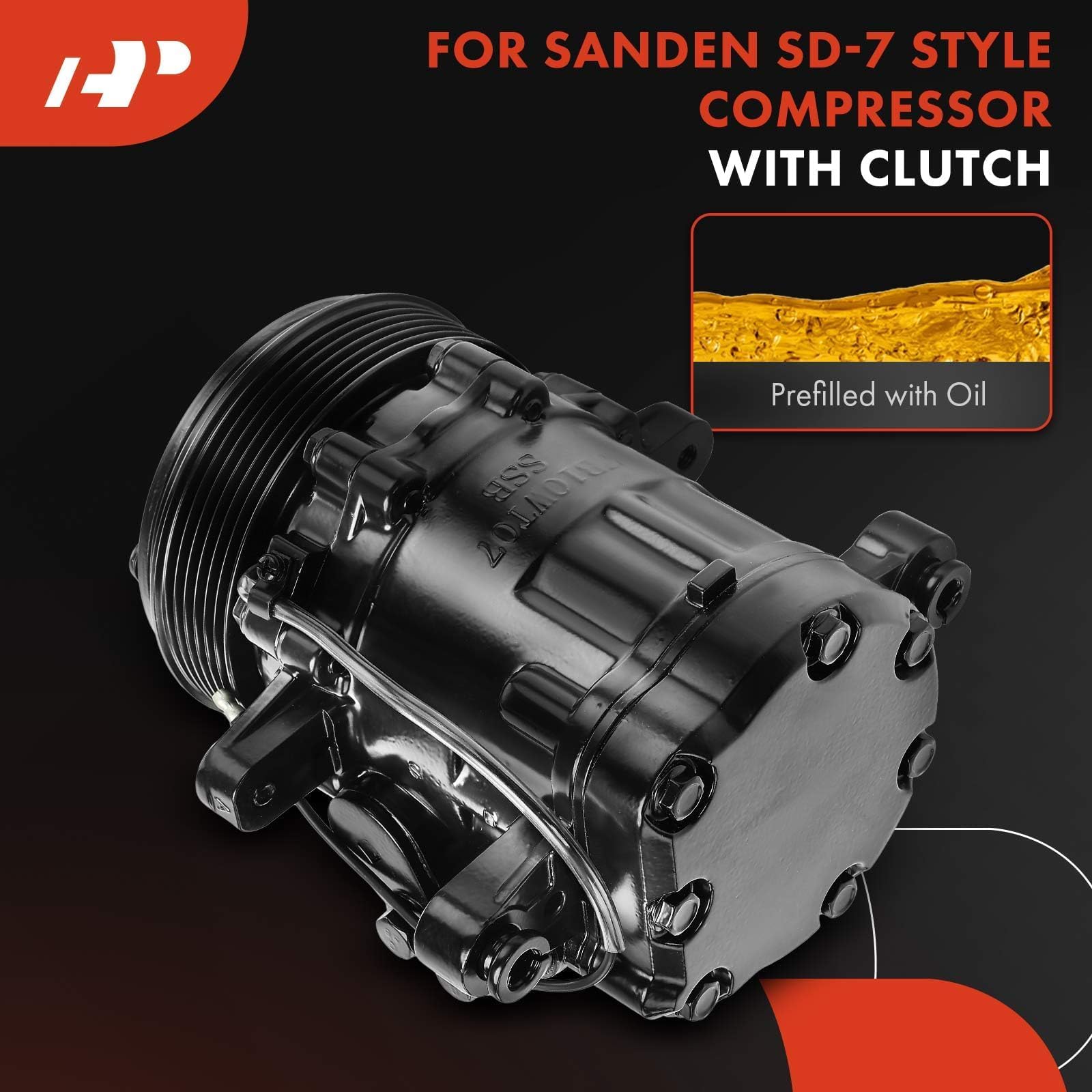 Sd7h15 Compressor A-Premium Sanden SD-7 Style A/C Compressor With ...
