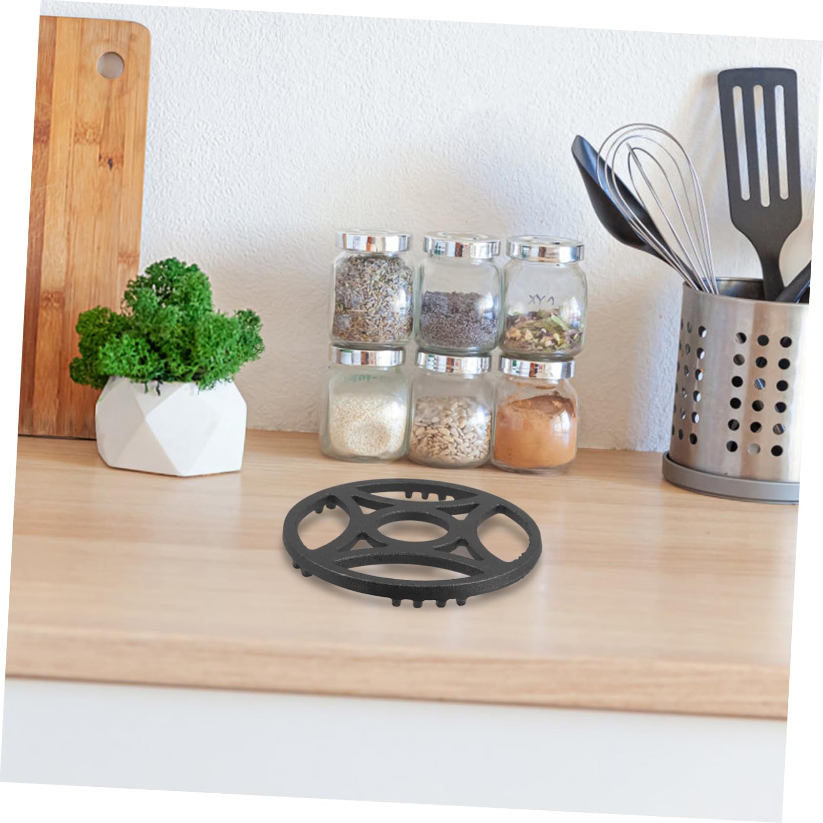 Soporte para Wok Antideslizante de Hierro Negro, 17, 5 Cm | Ajuste, Apoyo Firme y Diseño Compacto, para Cocina Espresso Makers y Butter Warmers