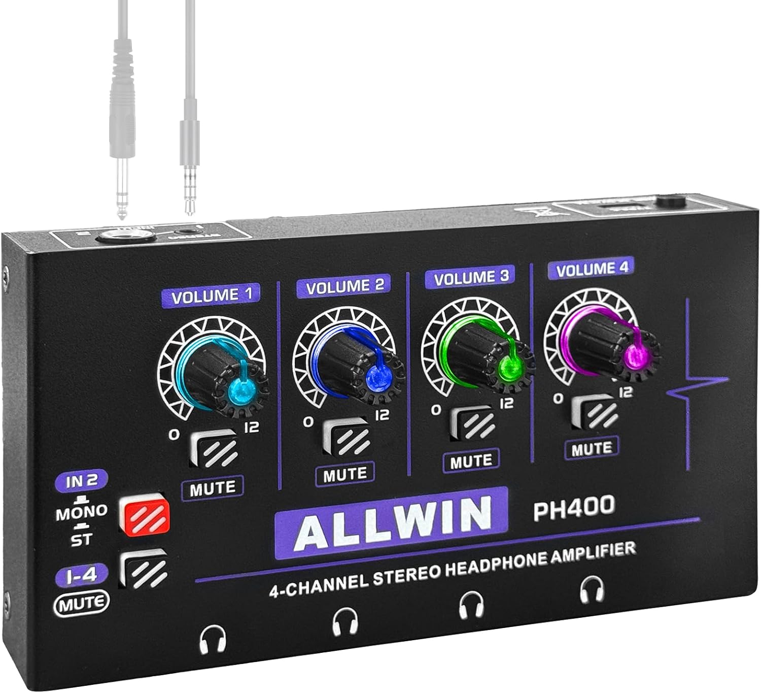 ALLWIN 4 Kanal Kopfhörerverstärker, Metall Mono/Stereo mini Audio Verstärker Headphone Amplifier 3.5… ALLWIN 4 Kanal Kopfhörerverstärker, Metall Mono/Stereo mini Audio Verstärker Headphone Amplifier 3.5…