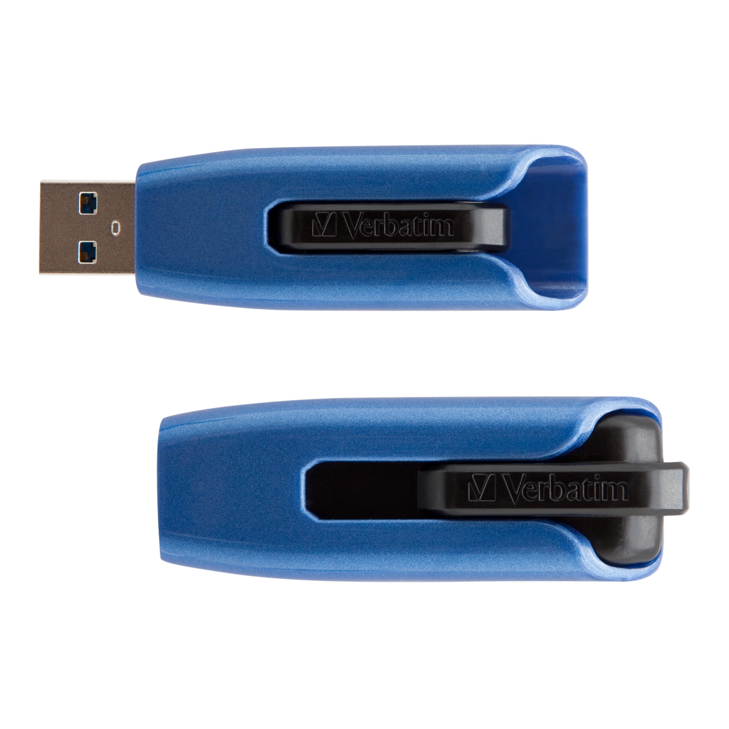 VERBATIM Clé USB Store 'n' Go V3 MAX I USB 3.2 Gen 1 I 128 Go I avec mécanisme coulissant I Interface SuperSpeed I Stockage externe pour ordinateurs portables, etc. I Bleu / Noir