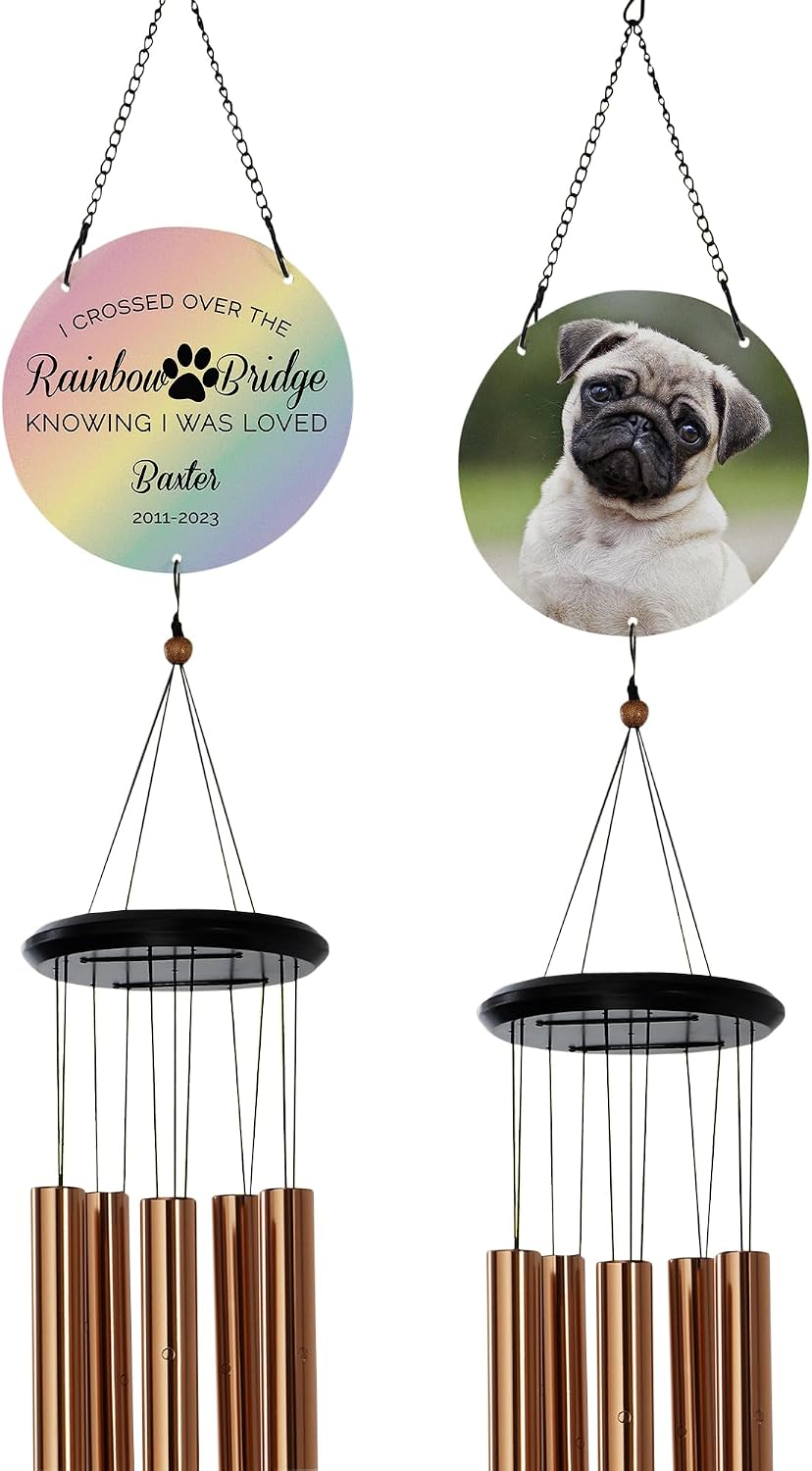 Personalization Universe Rainbow Bridge Pet Memorial Personalized Photo Wind Chime
