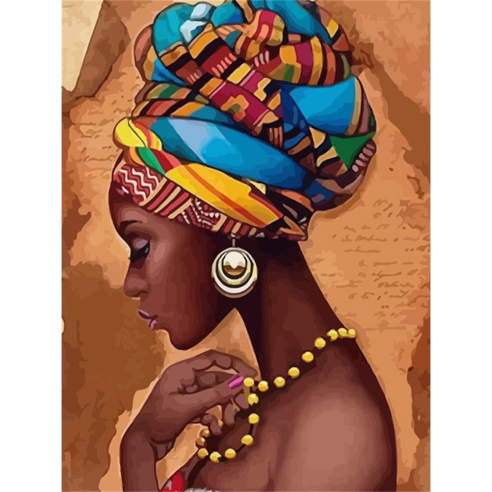 African Woman DIY Cross Stitch Embroidery Kits Craft Needlework Set Cotton Thread Printed Canvas Home Decoration,30 * 40cm
