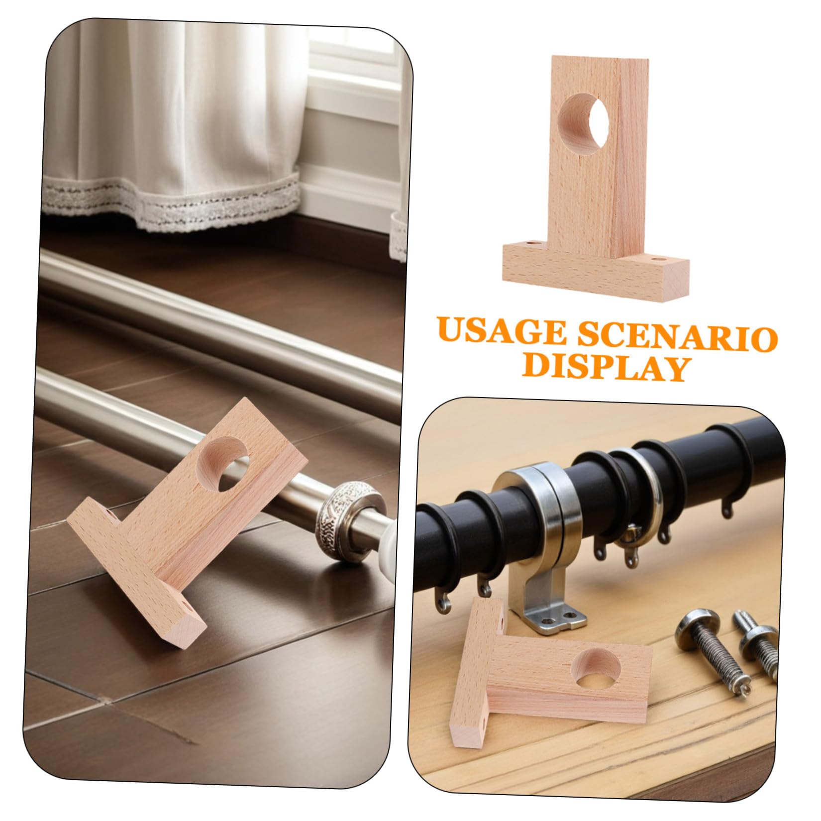 Supporti per Aste per Tende in Legno 4 Pezzi Facili da Installare e Resistenti per Camera da Letto e Casa Diametro Interno 2,5-3 Cm
