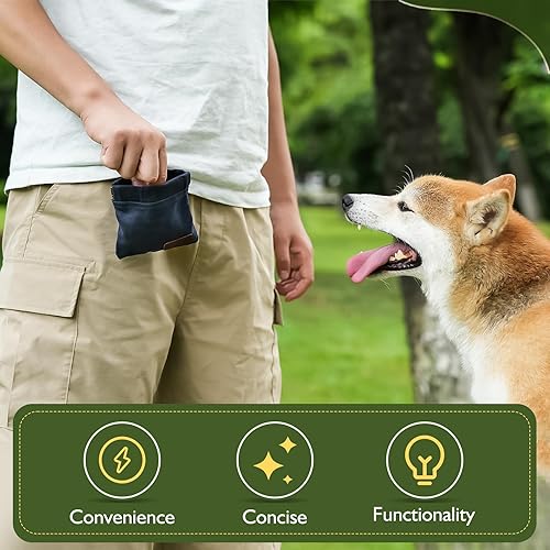 ETIAL Dog Treat Pouch,Portable Puppy Dog Training Treat Bag,Hand Free Dog Walking Bag,Auto Closing Pet Feed Snack Reward Pocket,Dog Food Dispenser for Pet Puppy Travel or Outdoor Use (Red)(Red)