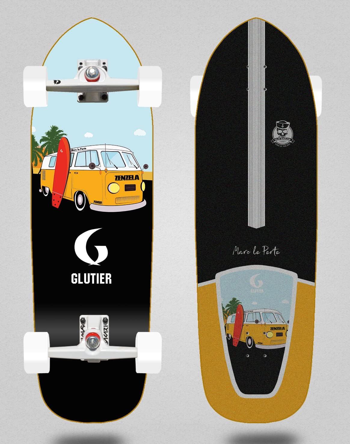 Glutier Surfskate Complete with SGI Surf Skate Trucks - Zenzela 33,5