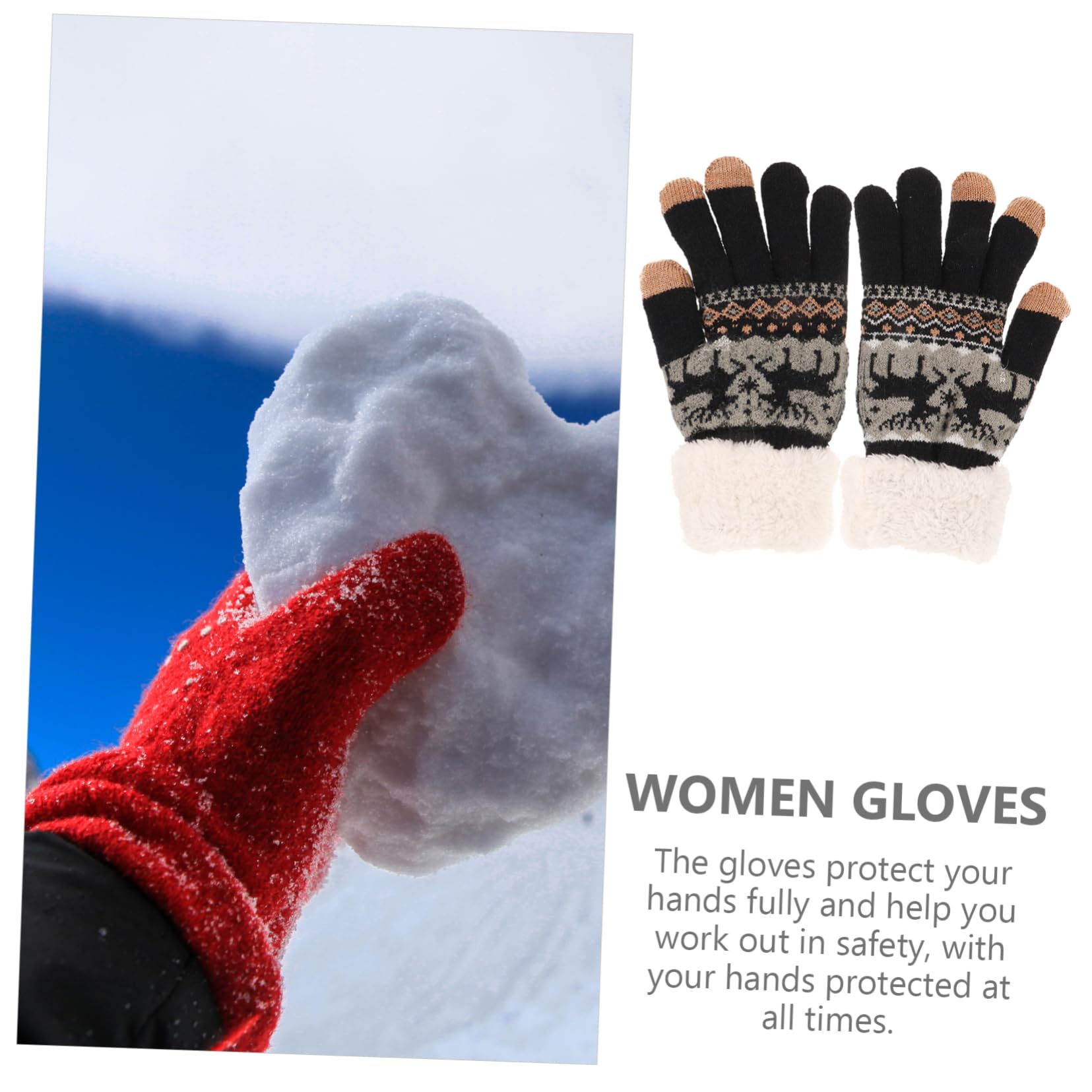 SHERCHPRY 3pares Guantes De Invierno De Gruesa Para Mujer Cálidos y Cómodos Frío Diseño De Dedos y Elástico