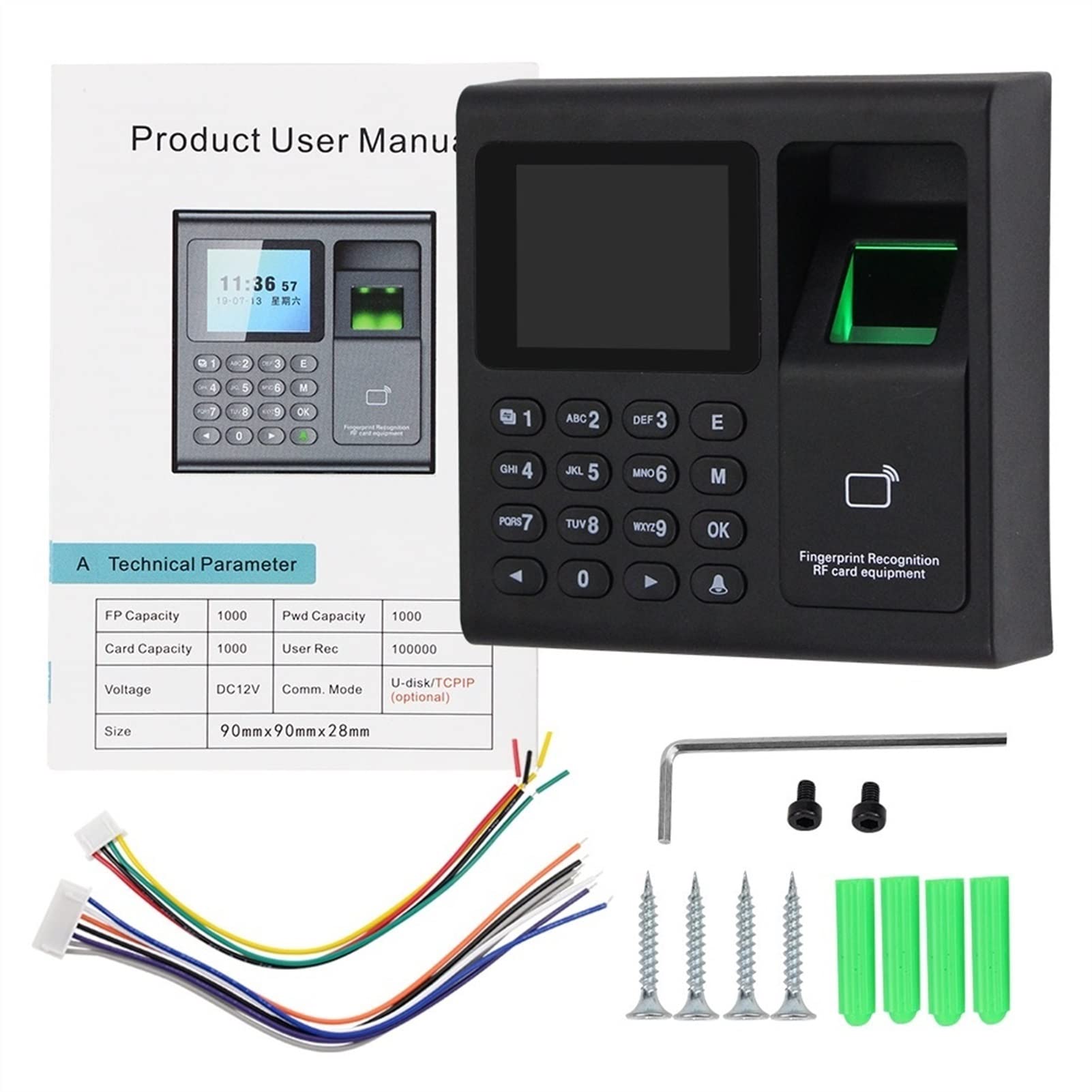 Maszyna obecności, Maszyna Intelligent Fingerprint Frekwencja Frekwencja biometryczny linii papilarnych Time Machine Zegar Recorder Device urzędnik,Elektronika biurowa