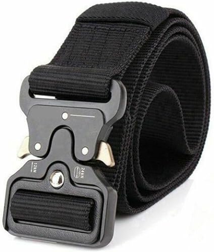 Tisko Tactical Belt for Men, Black Military Nylon Web with Quick Release Heavy Duty Buckle, Ideal for Work