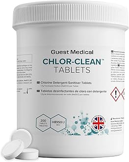 Chlorine Detergent Sanitiser Tablets, 3.25g Tablets, 1.7g NaDCC per Tablet, Single Tub of 200 Tablets