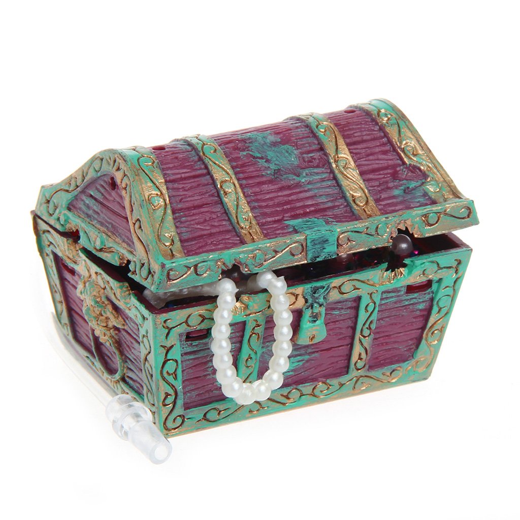 WOWOWO Treasure Chest Shaped Aquarium Air Action Ornament Fish Tank Aquascaping Decor