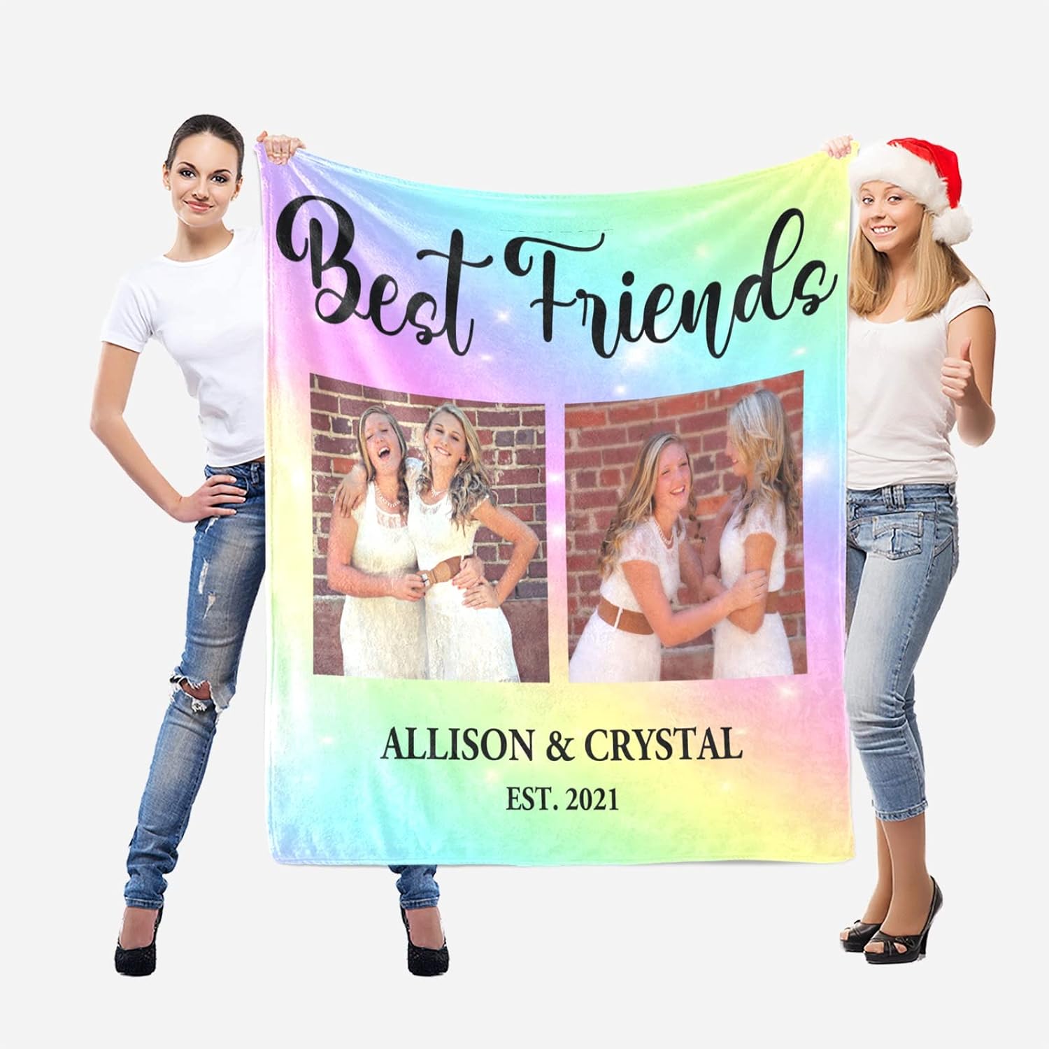 PopArts Personalized Gifts for Women Customized Blankets Use My Own Photos,Personalized Blanket with Photos & Names,Gifts for Friends,Classmates, Lovers,40X50INCH