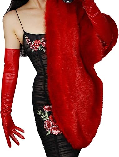Miniatura 4 de DooWay Guantes largos de cuero para mujer, disfraz de fiesta de noche, accesorios de vestir de cosplay de piel sintética, 24 pulgadas