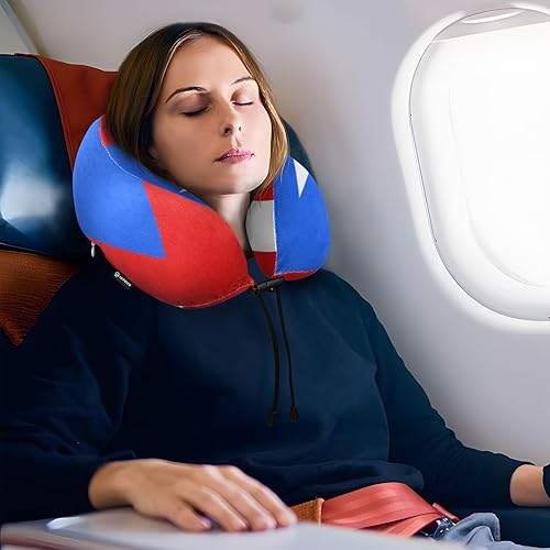 Miniatura 6 de Almohada de viaje para cabeza de cuello, bandera de Puerto Rico, acolchado de espuma viscoelástica, para dormir, avión, trenes, coches, camping,