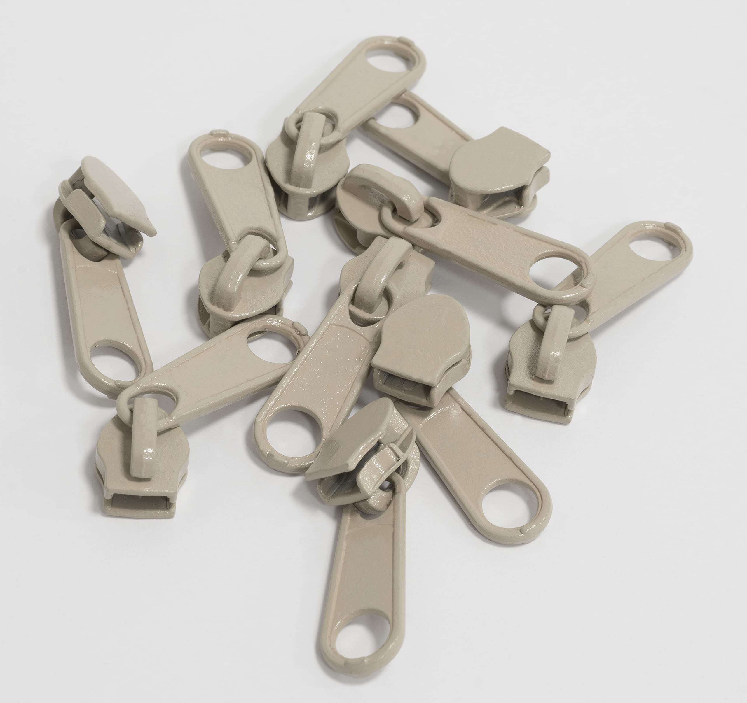 Juego De 10 Correderas Para Cremallera N°5 - Metal Plateado - Para Ropa Y Accesorios