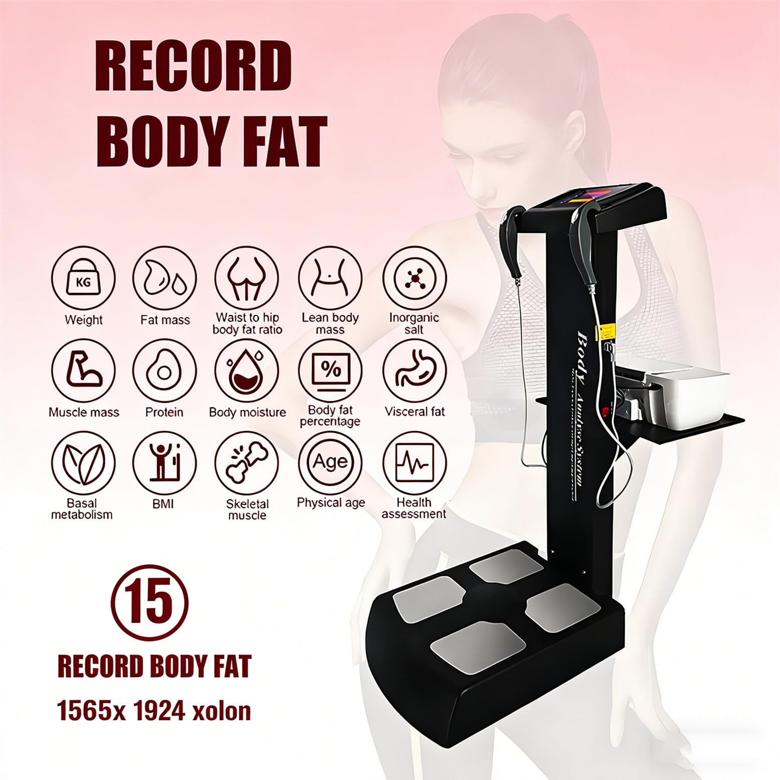 Analizzatore di Composizione corporea Commerciale per Palestra e casa, analizzatore per la Salute del Corpo, impedenza bioelettrica, Stampa Wireless Black
