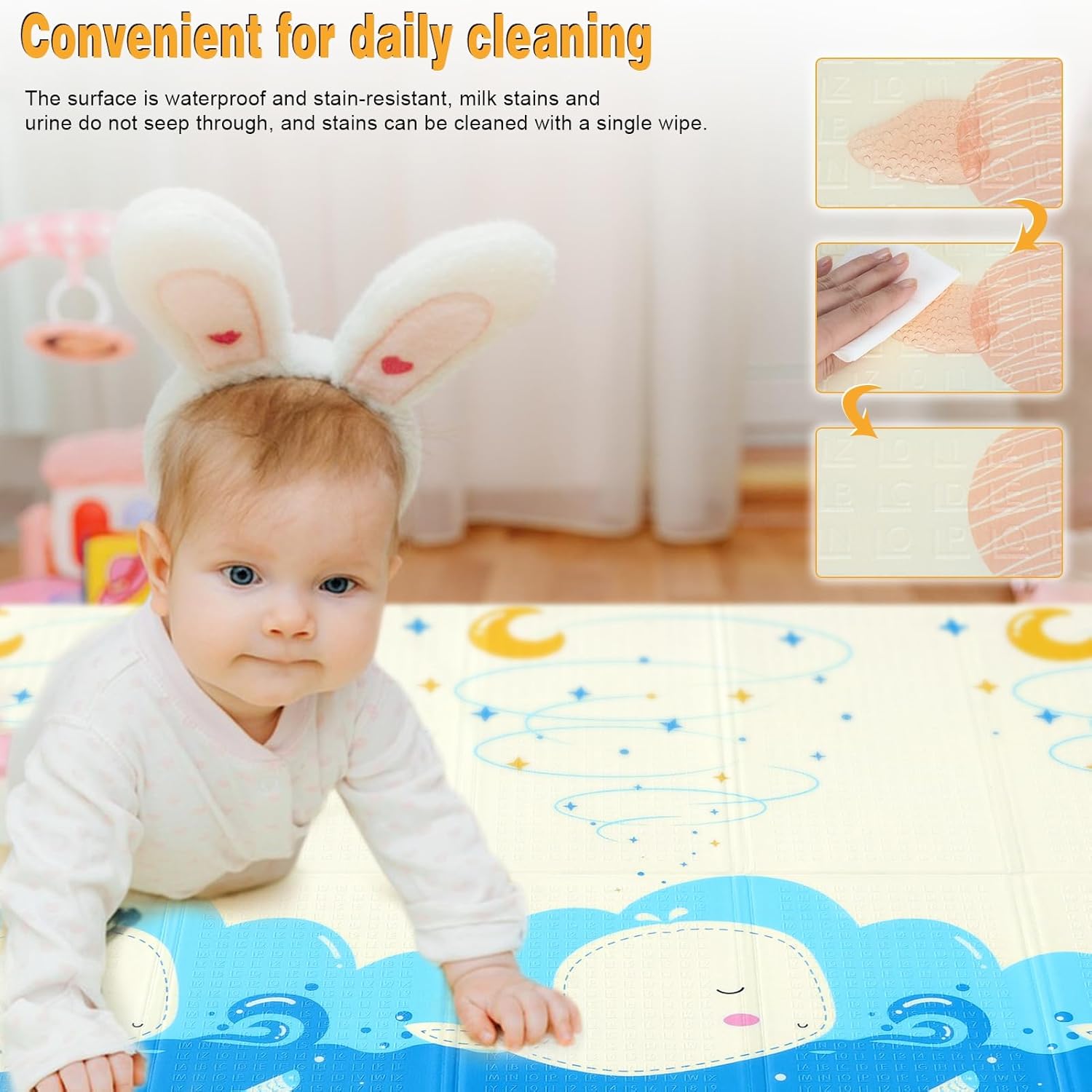 Baby Play Mat, 80x72 Inch Play Mat Perfect for Use Baby Playpen, Extra Large Crawling Mat with Cartoon Animal Pattern, Thick Foam Play Mat Portable Baby Floor Mat for Infant Toddler Giraffe