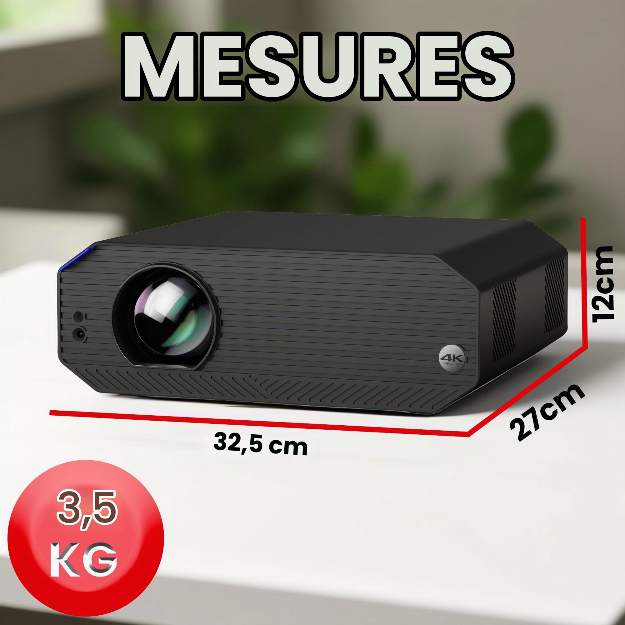 Vidéoprojecteur 1800 ANSI lumens, home cinéma et présentations, mise au point motorisée, Keystone 4D, zoom numérique, HDMI, USB-C, jack 3.5, haut-parleur 10W (GoogleTV licencié)