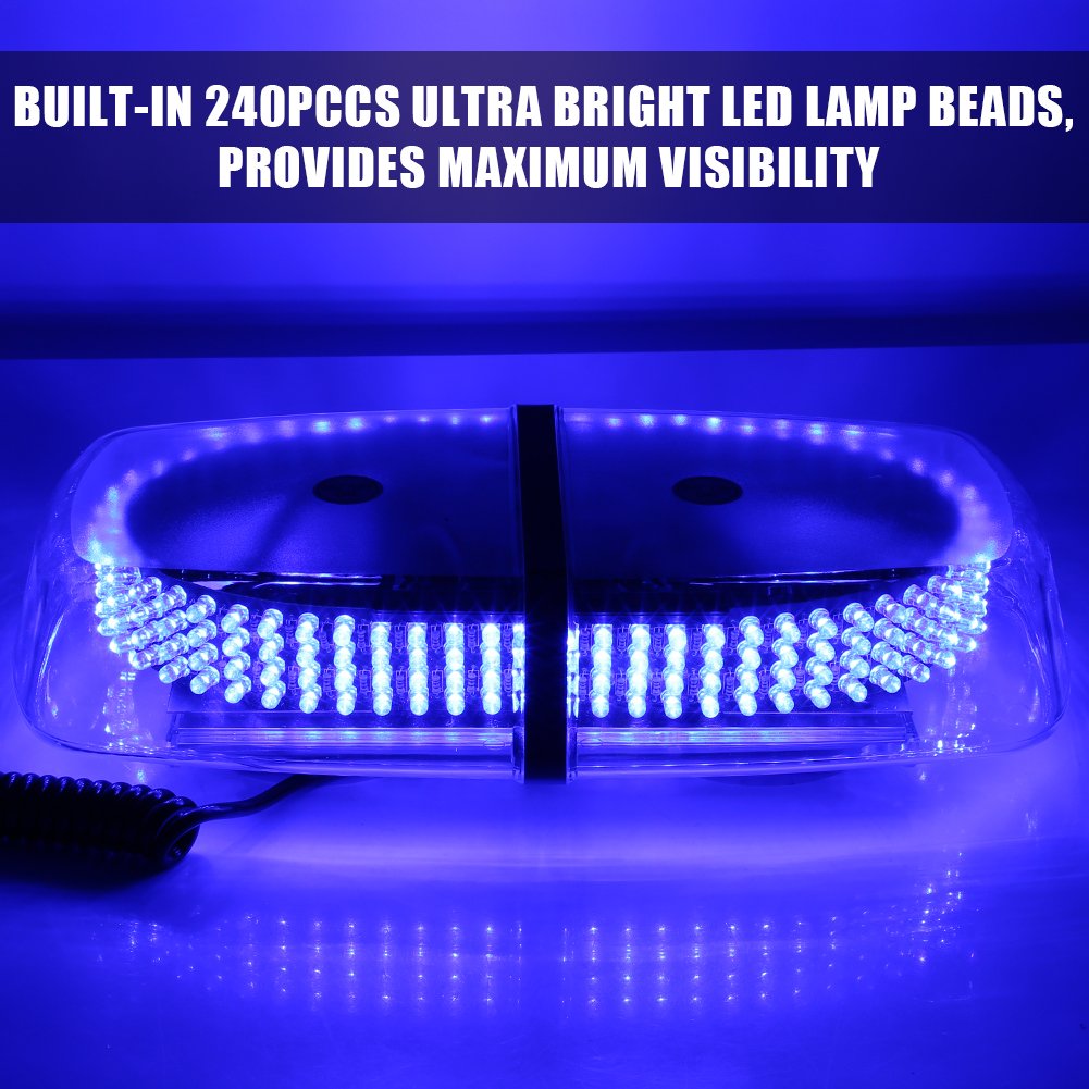 Torcia Da Tetto Auto 240 LED Blu - Luci Stroboscopiche Per Emergenze E Veicoli Di Soccorso - Foto 14