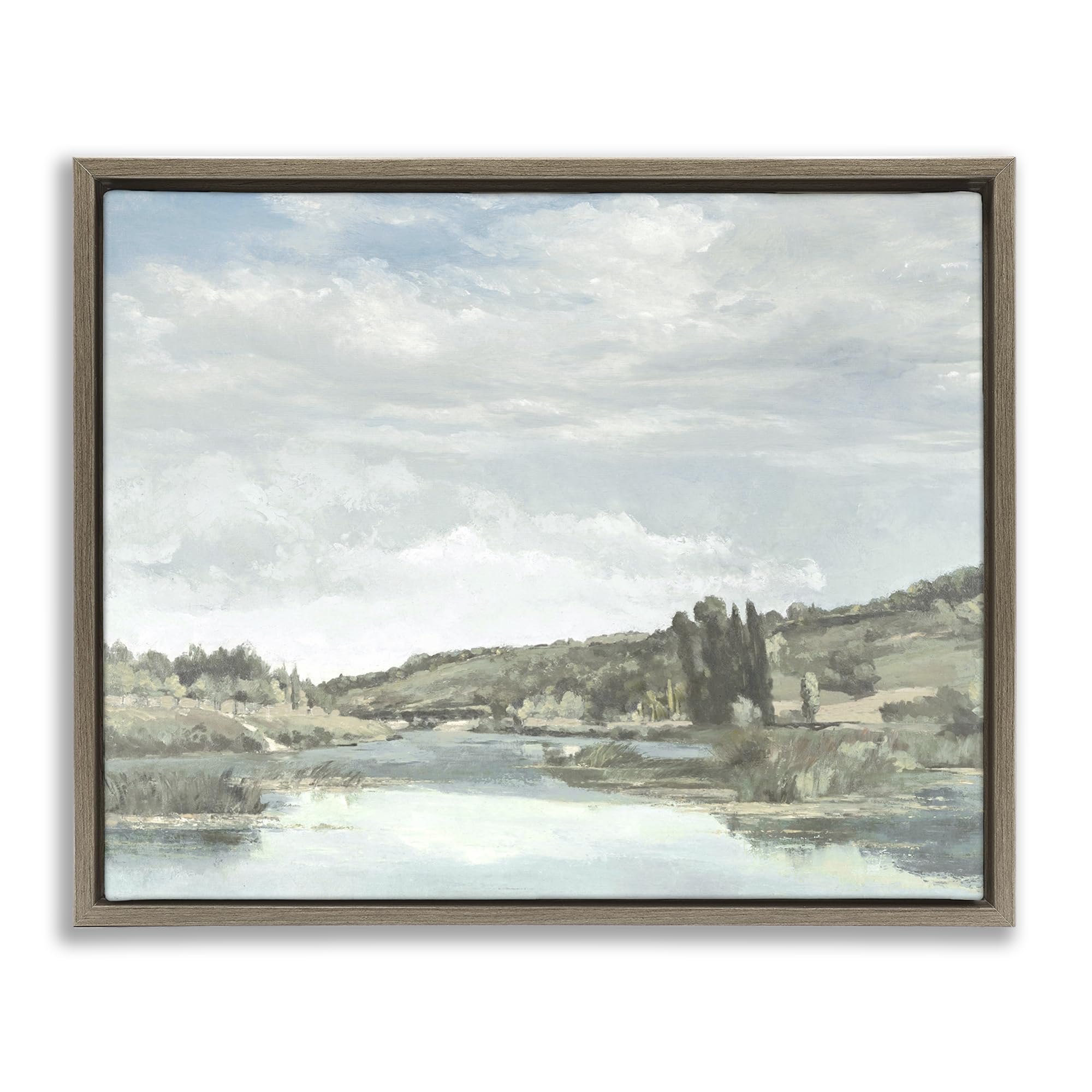 Stupell Industries Tranquil River Reflection Landscape 'On The Water Landscape', Floating Frame Canvas Art, Brown, 31 X 25 Inches, Easy To Hang And Sturdy, Made In Usa, By Christy Mckee