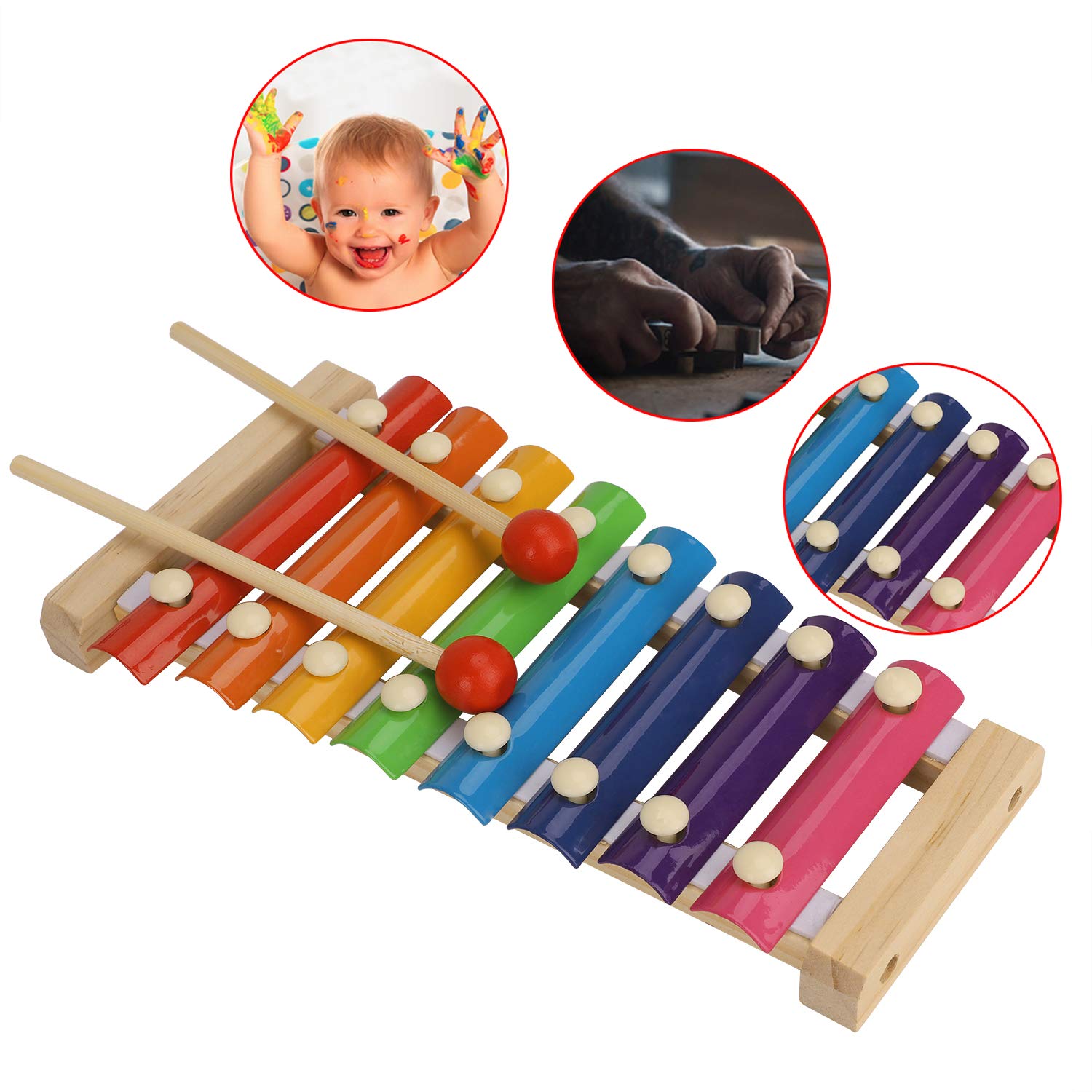 Xilofono In Legno Btuty 8 Note Con Mazzuole | Strumento Musicale Per Bambini - Regalo Compleanno - Foto 2