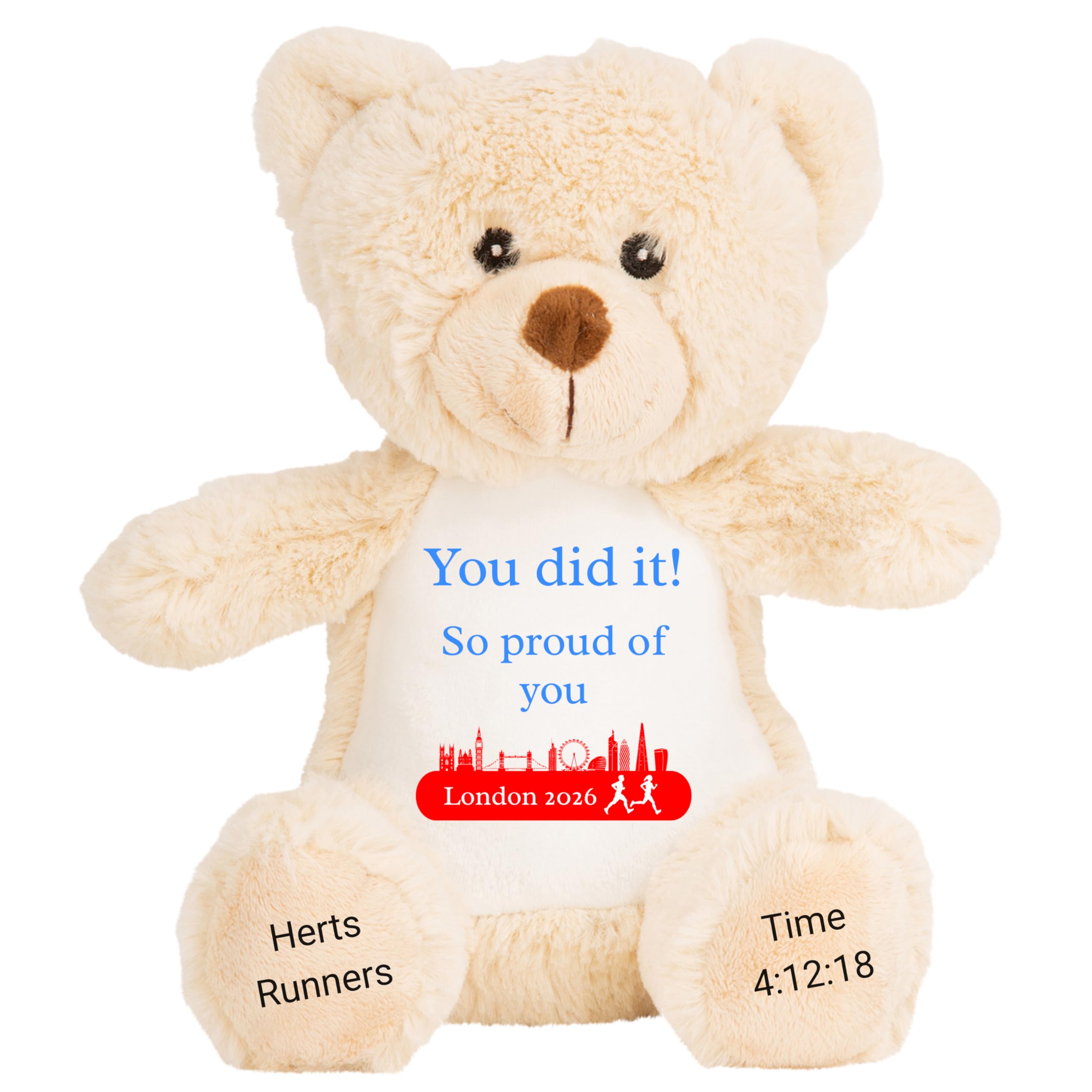 HotScamp Marathon Gift Cuddly Toy - Personalised London 2026 Teddy Marathon? Completed It! Customised Runner Running Finish Medal Congratulations Well Done Run Soft Cuddly Plushie - Brown Teddy — view 20