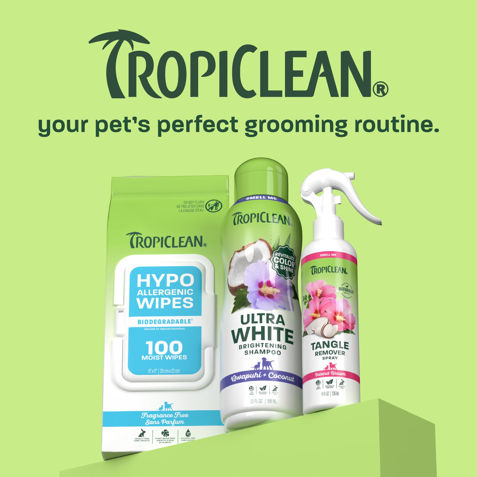 Tropiclean Champú para Mascotas - Whitening - Ilumina, Hidrata, Acondiciona la Piel y el Manto I para Perros y Gatos I Libre de Parabenos, Jabón - Awapuhi y Coco, 592 ml