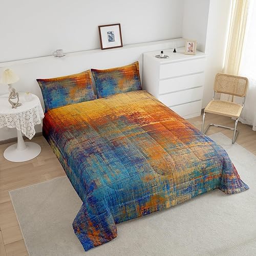 Miniatura 10 de Erosebridal Juego de ropa de cama de color amarillo degradado, juego de edredón de teñido anudado blanco, tamaño Queen, color gris, abstracto,