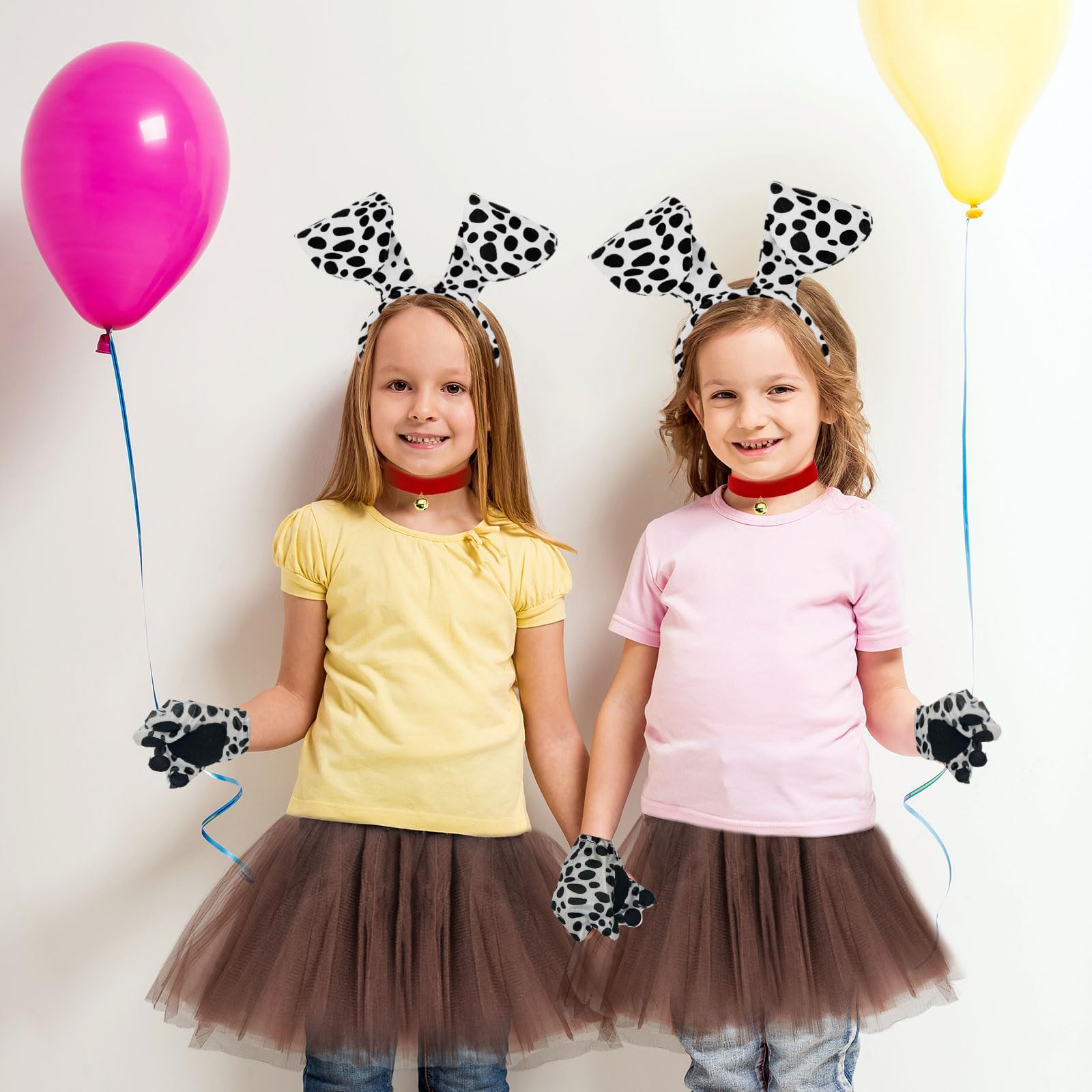UILYNIU 4 Pieces Dalmatian Costume Set Dog Costume for Kids Adults Headband Choker Tail Gloves Dog Ears Fancy Dress for Halloween Carnival Cosplay Dress Up Party (4 pcs - Image 4