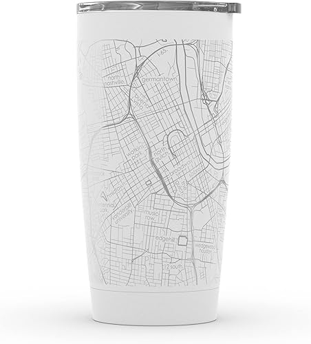 Vista 168 de Well Told Vaso de café aislado con diseño de mapa de Nueva York grabado, taza de acero inoxidable grabada (20 onzas, negro) con aislamiento de mapa