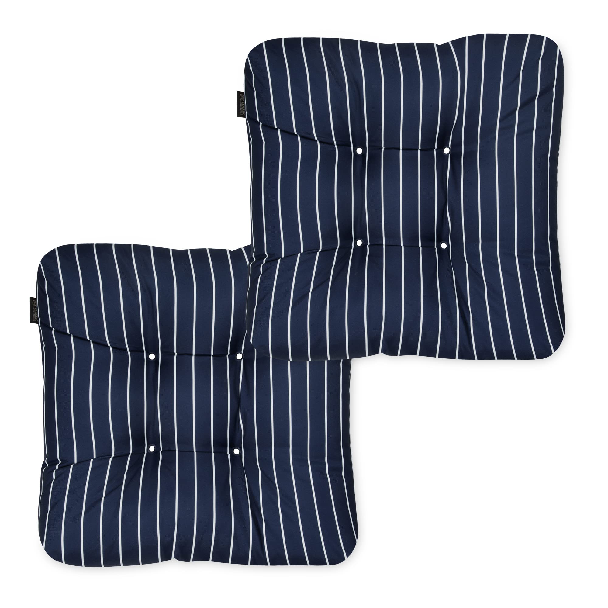 Classic Accessories 62-260-015502-2PK Patio Seat Cushion, 2 Pack, Classic Navy, Stripe, 19" W