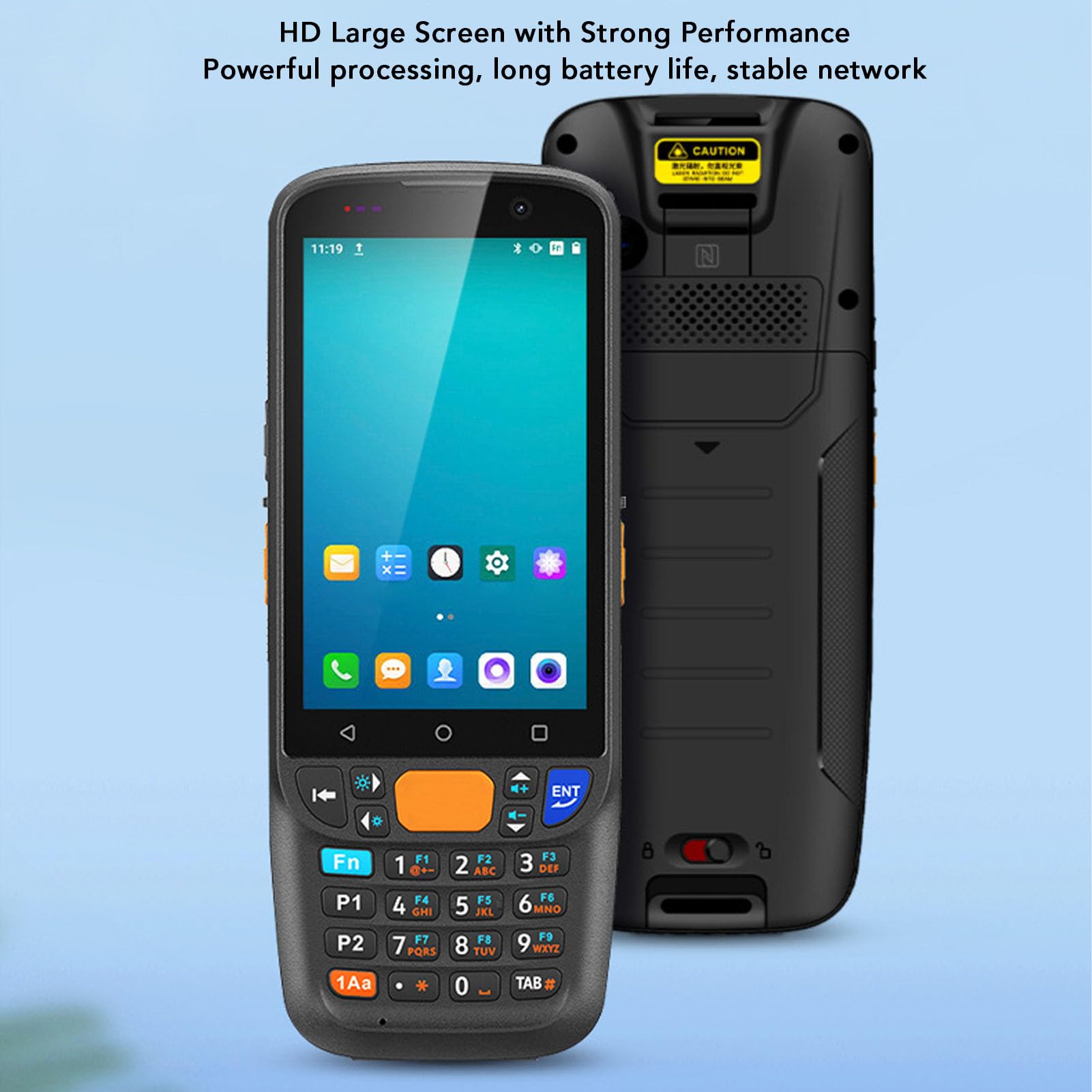 Scanner de Codes-Barres QR portatif 4,0 Pouces Android 11 Collecteur de données Lecteur de Codes-Barres 1D 2D IP67 étanche Entrepôt Industriel Logistique Vente au détail ABS Noir