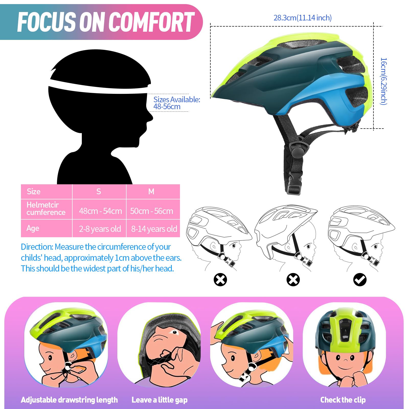 Kids Helmet, RaMokey Kids Bike Helmet for Boys Girls Cycle Helmet with Visor for Kids 5-13 - Image 4