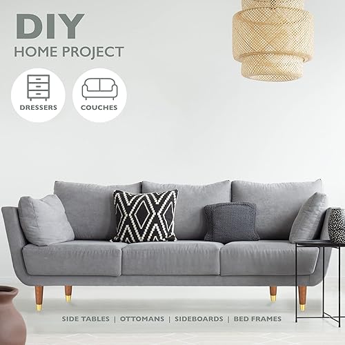 Miniatura 6 de Ilyapa Patas de madera para muebles doradas, juego de 4 patas de repuesto cónicas marrones de 6 pulgadas para sofás, sillas, sofás biplaza y mesas