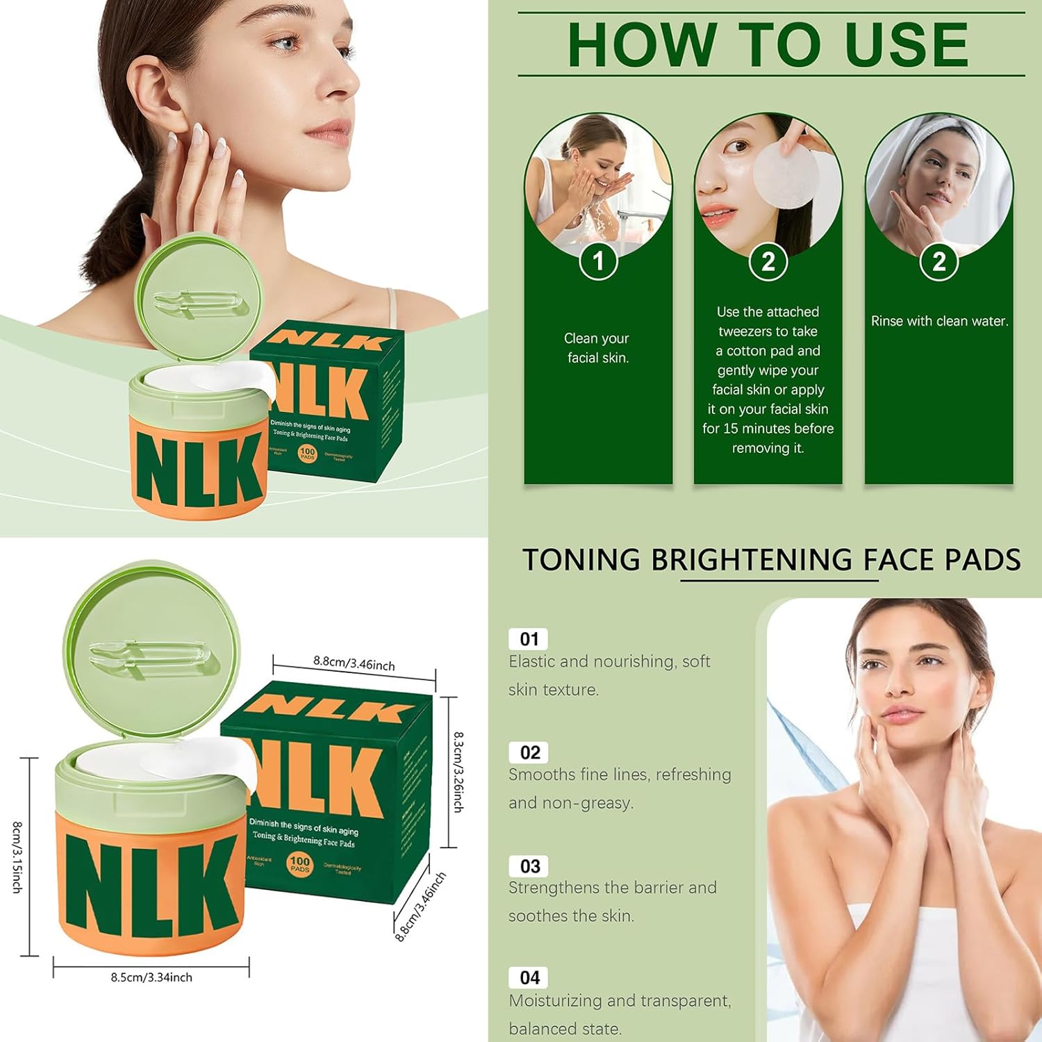 K-Beauty Inspired Toner Pads – Hydrating Facial Pads with Snail Mucin, Niacinamide & Centella – Dark Spot & Fine Line Look Care – 100 Count - Image 6