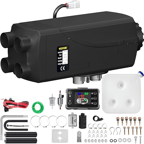 VEVOR Diesel Air Heater 8KW with Muffler, 12V 10L Tank for Boats, Buses, RVs, and Trailers. Includes 8000W Heating Power and LCD Monitor